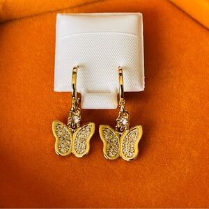 Elegant Gold Plated Butterfly Earrings hoop dangle
